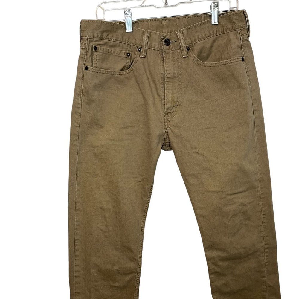 Levi's 505 Mens Size 34 x 30 Tan Khaki Jeans 100% Cotton (Actual size 32 x 28)